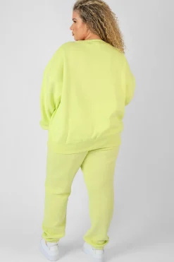 Public Desire Curve Text Detail Oversized Sweat Lime Cheap