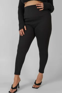Public Desire Curve Thick Waistband Ribbed Leggings Black Best Sale