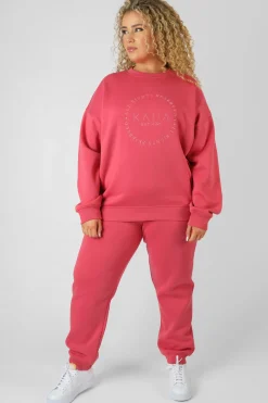 Public Desire Curve Tonal Embroidery Sweatshirt Coral Store