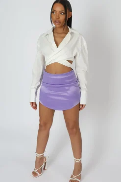 Public Desire Curved Hem Skirt Bluebell Online