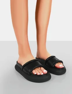 Public Desire Demi Pu Slider Sandals Black Outlet