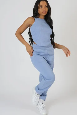 Public Desire Dipped Hem Racer Top Bluebell Cheap