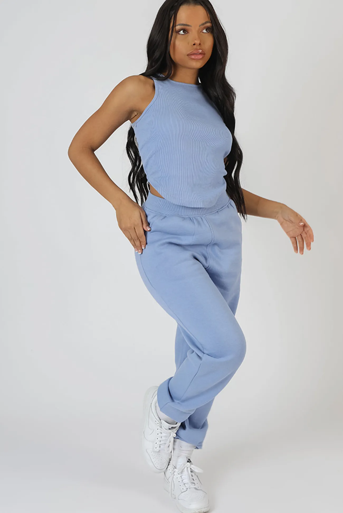 Public Desire Dipped Hem Racer Top Bluebell Cheap