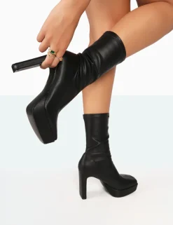 Public Desire Domini Pu Platform Ankle Slim Heeled Boots Black Online