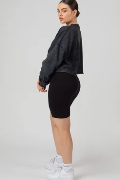 Public Desire Double Ended Zip Cropped Sweat Acid Wash Discount