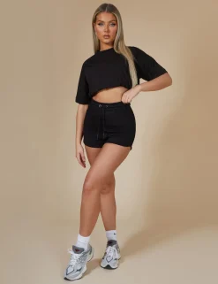 Public Desire Elasticated Waist Cropped T-Shirt Black Online