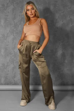 Public Desire Elasticated Waist Sweat Scoop Neck Crop Top Camel Brown Store