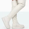 Public Desire Erica Pu Chunky Platform Sole Over The Knee Boots Bone Store