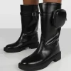 Public Desire Evoke Pocket Detail Chunky Sole Calf Height Boot Black Cheap