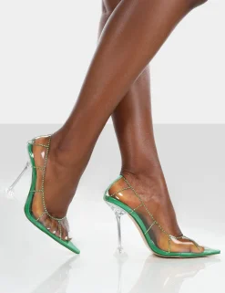 Public Desire Fading Away Patent Pointed Toe Cake Stand Court Heels Green Fashion