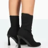 Public Desire Farah Knitted Pointed Toe Stiletto Heel Ankle Sock Boots Black Best