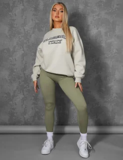Public Desire Florence Oversized Sweatshirt Stone Clearance