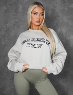 Public Desire Florence Oversized Sweatshirt Stone Clearance