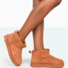 Public Desire Flurry Chestnut Brown Faux Suede Ultra Mini Ankle Boots Tan Cheap