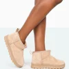 Public Desire Flurry Faux Suede Ultra Mini Ankle Boots Beige Discount