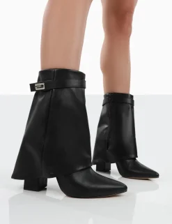 Public Desire Fyre Pointed Toe Block Heeled Ankle Boots Black Best Sale