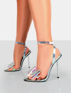 Public Desire Gigi Pu Stiletto Bow Heels Iridescent Store