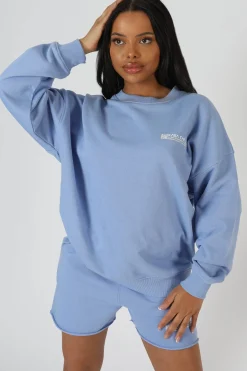 Public Desire Graphic Qr Code Oversized Sweatshirt Bluebell Cheap
