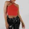 Public Desire Halter Neck Strappy Crop Top Coral Best