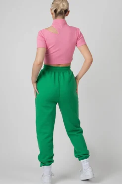 Public Desire High Neck Ribbed Cut Out Cropped T Shirt Pink Discount