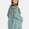 Public Desire Houndstooth Shacket Forest Green Cheap