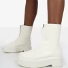 Public Desire Indigo Pu Platform Chunky Sole Zip Through Ankle Boot Ecru Discount