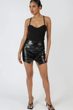Public Desire Jersey Strappy Corset Bodysuit Black Discount