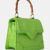 Public Desire Jessica Apple Bamboo Top Handle Croc Mini Bag Green Best Sale