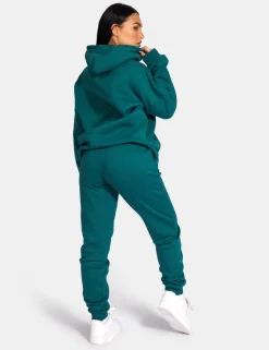 Public Desire Kaiia Embroidered Oversized Hoodie Forest Green Forestgreen Store