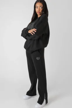 Public Desire Kaiia Oversized Tonal Embroidered Sweatshirt Black New