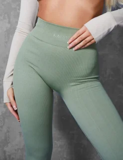 Public Desire Kaiia Premium Rib Seamless Leggings Khaki Shop
