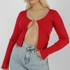 Public Desire Kaiia Trim Ribbed Top Red New