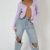 Public Desire Kaiia Trim Ribbed Top Lilac New
