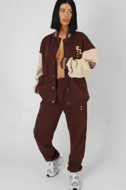 Public Desire Kaiia Varsity 90's Jogger Chocolate Store
