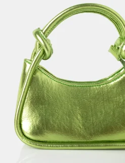 Public Desire Knot Metallic Pu Knotted Top Handle Grab Bag Green Best Sale