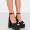 Public Desire Knot On Faux Suede Knotted Platform High Heeled Sandals Black Hot