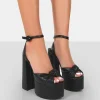 Public Desire Knot On Pu Knotted Platform High Heeled Sandals Black Online