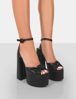 Public Desire Knot On Pu Knotted Platform High Heeled Sandals Black Online