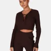 Public Desire Lace Up Ribbed Crop Top Chocolate Shop