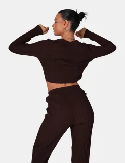 Public Desire Lace Up Ribbed Crop Top Chocolate Shop
