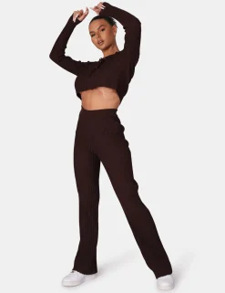 Public Desire Lace Up Ribbed Crop Top Chocolate Shop