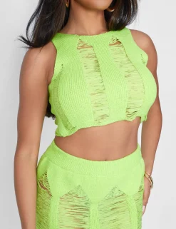 Public Desire Ladder Detail Sleeveless Vest Top Green Cheap