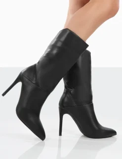 Public Desire Lisel Pu Pointed Toe Stiletto Heeled Ankle Boots Black Outlet