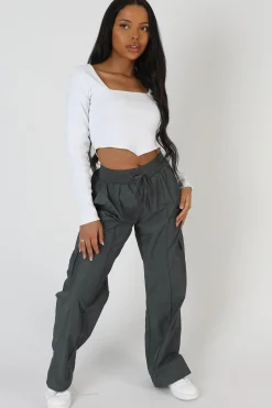 Public Desire Long Sleeve Hankey Crop Top White Best