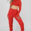 Public Desire Long Sleeve Underbust Top Red Hot