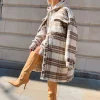 Public Desire Longline Soft Touch Check Shacket Ecru New