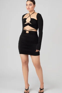 Public Desire Loop Ruching Midi Skirt Black Store