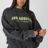 Public Desire Los Angeles Acid Wash Oversized Sweatshirt Grey Cheap