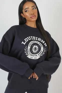 Public Desire Louisiana Graphic Sweatshirt Ink Blue Inkblue New