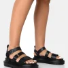 Public Desire Macy Pu Chunky Buckle Strap Sandals Black Discount
